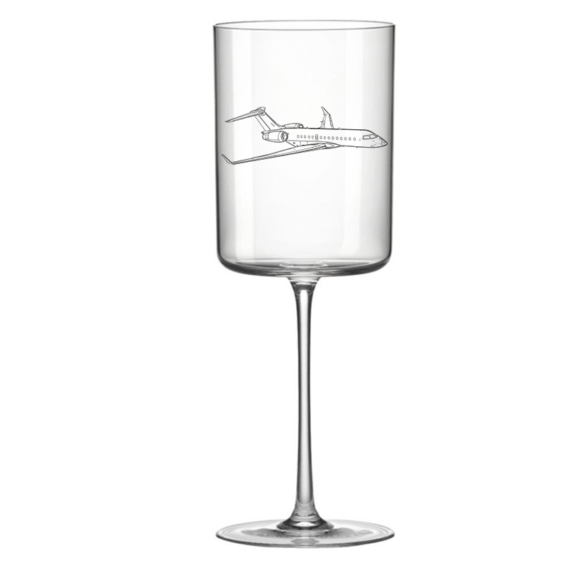 Bombardier Global Aircraft design on Retro Wine Glass