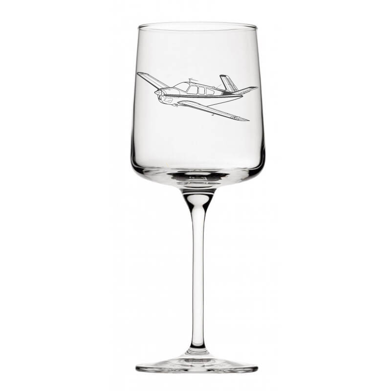 beechcraft bonanza aircraft wine glass digital engraving mockup / engraving preview