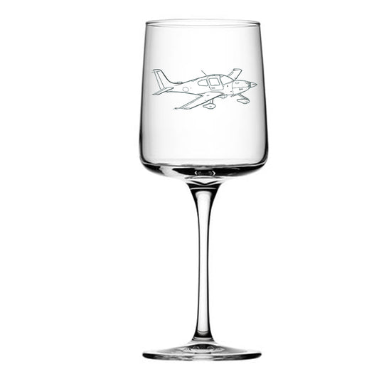 cirrus sr20 aircraft wine glass digital engraving mockup / engraving preview