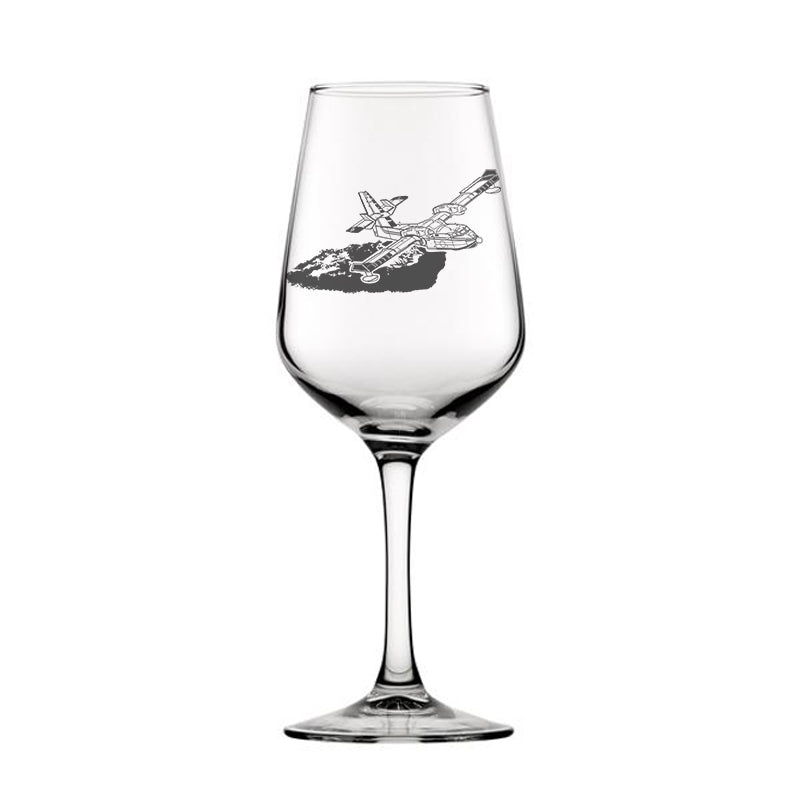 cl145 aerial fire fighter aircraft wine glass digital engraving mockup / engraving preview