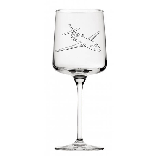 falcon 900 aircraft wine glass digital engraving mockup / engraving preview