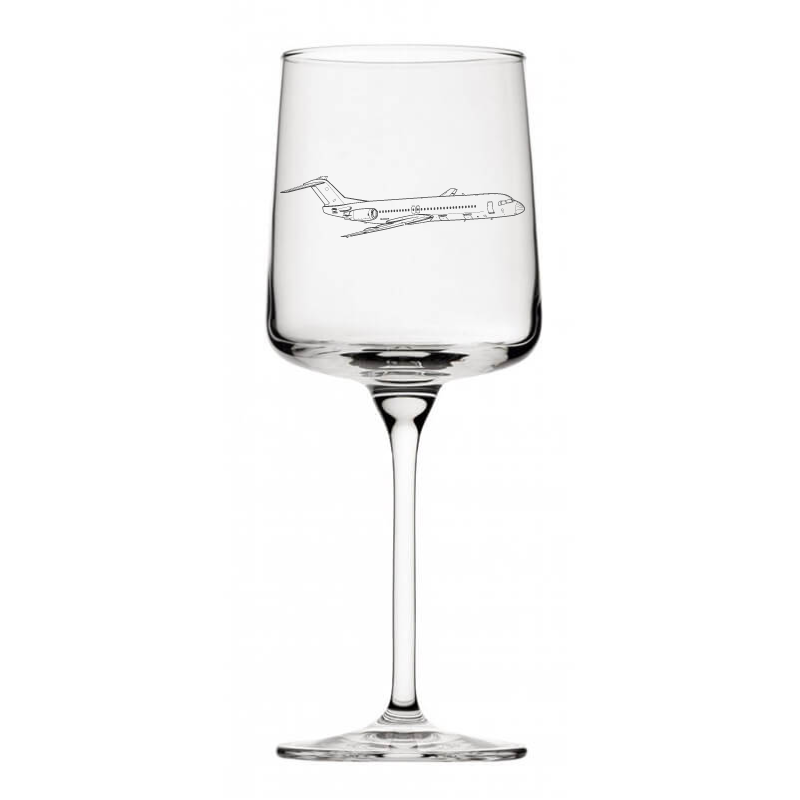 fokker 100 aircraft wine glass digital engraving mockup / engraving preview