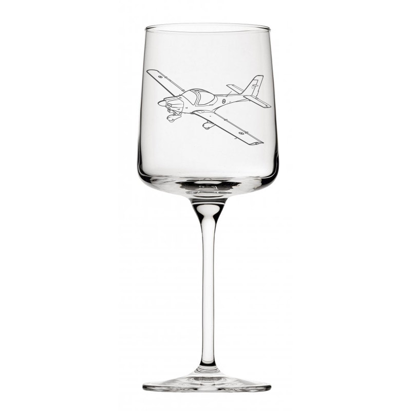 grob g115 tutor aircraft wine glass digital engraving mockup / engraving preview