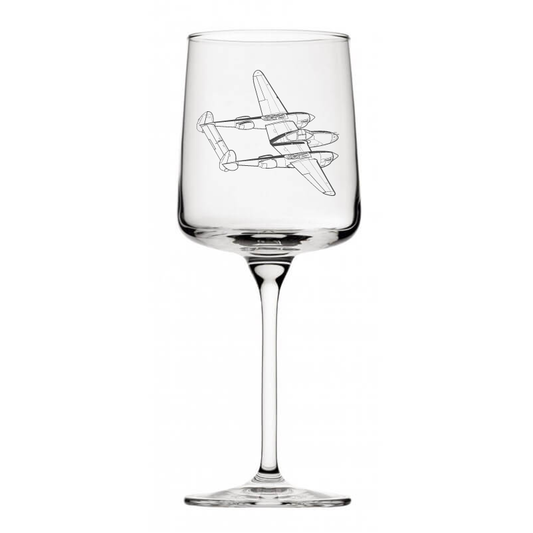 p38 lightning aircraft wine glass digital engraving mockup / engraving preview