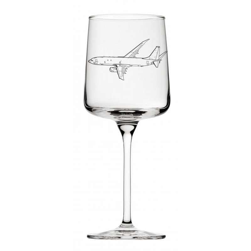 p8 poseidon aircraft wine glass digital engraving mockup / engraving preview