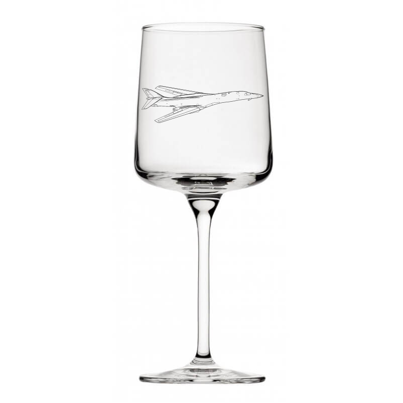 rockwell lancer b1 bomber aircraft wine glass digital engraving mockup / engraving preview