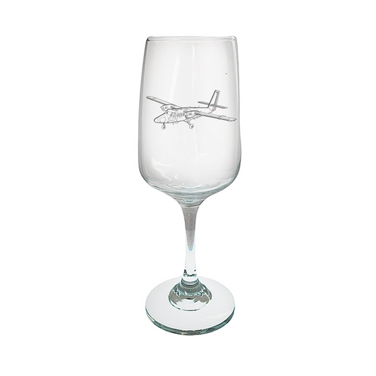 twin otter aircraft wine glass digital engraving mockup / engraving preview