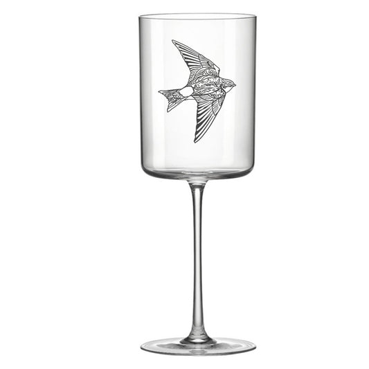 house martin bird wine glass digital engraving mockup / engraving preview