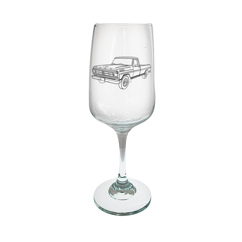 f100 pickup truck  wine glass digital engraving mockup / engraving preview