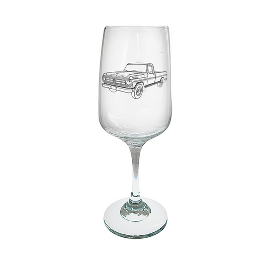 f100 pickup truck  wine glass digital engraving mockup / engraving preview