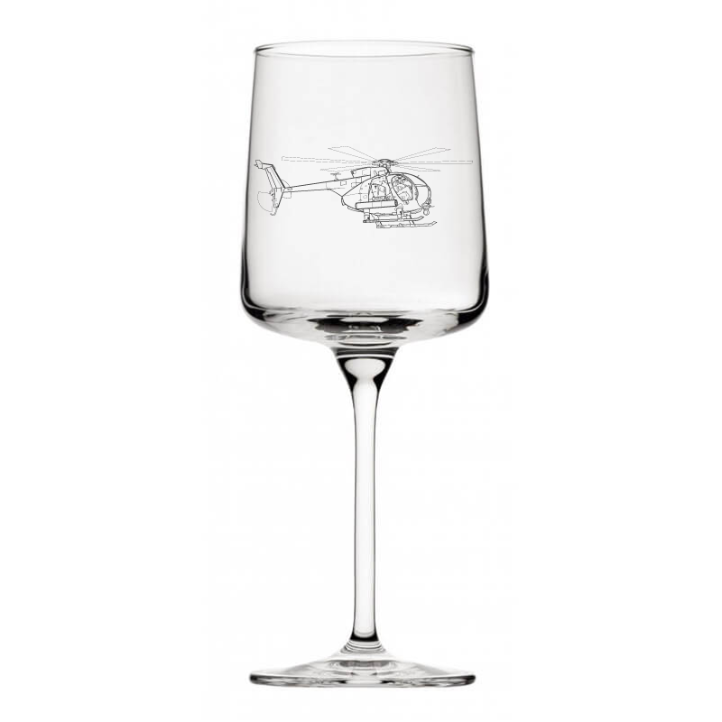 ah6 littlebird helicopter wine glass digital engraving mockup / engraving preview