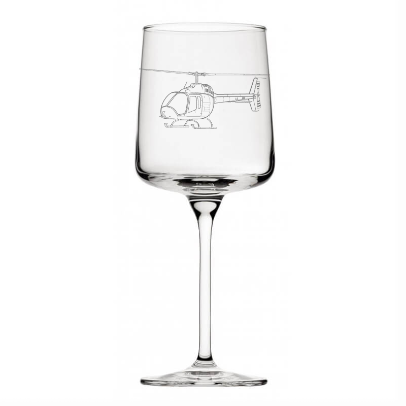 bell 505 jet ranger helicopter wine glass digital engraving mockup / engraving preview