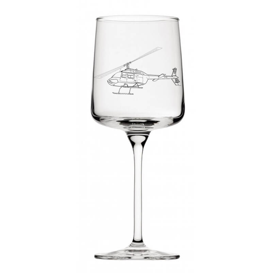 bell jet ranger helicopter wine glass digital engraving mockup / engraving preview