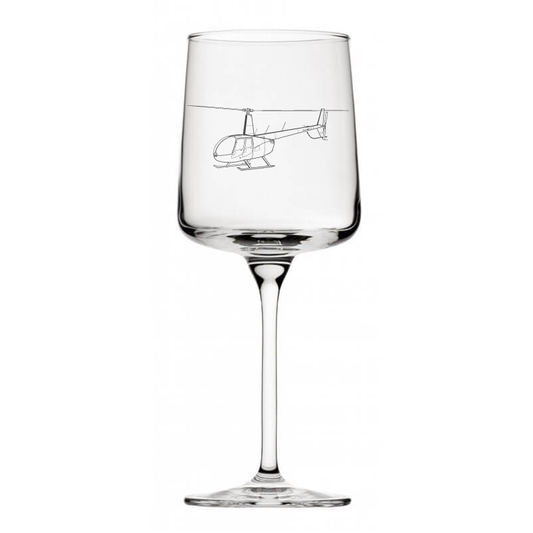robinson r44 helicopter wine glass digital engraving mockup / engraving preview