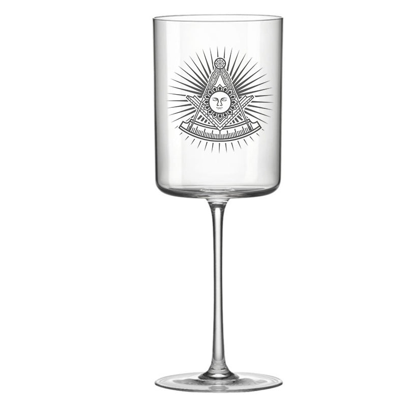 masonic face starburst wine glass digital engraving mockup / engraving preview