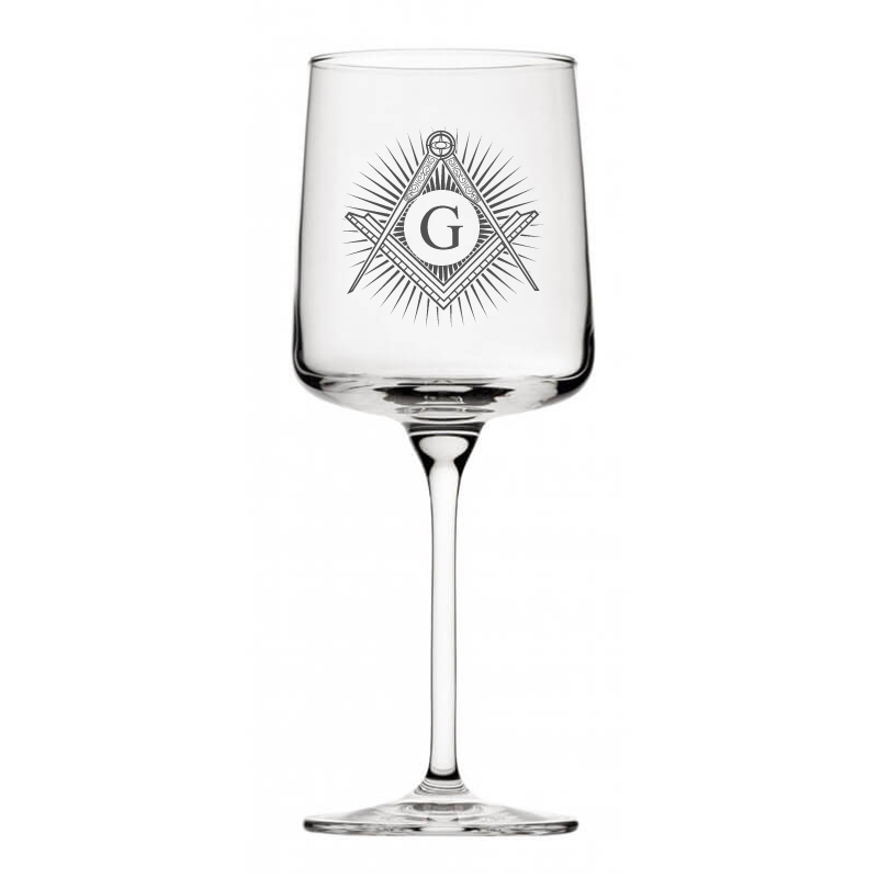 masonic logo with starburst  wine glass digital engraving mockup / engraving preview