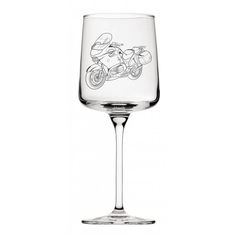bm r1150 motorcycle wine glass digital engraving mockup / engraving preview