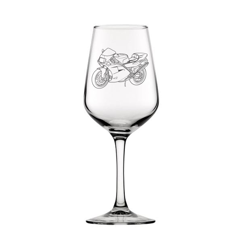 duc 888 motorcycle wine glass digital engraving mockup / engraving preview