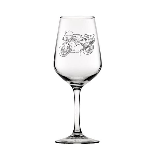 duc 888 motorcycle wine glass digital engraving mockup / engraving preview