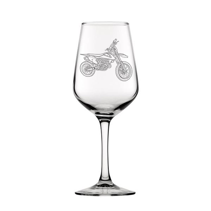 ktm sfx 350 motorcycle wine glass digital engraving mockup / engraving preview