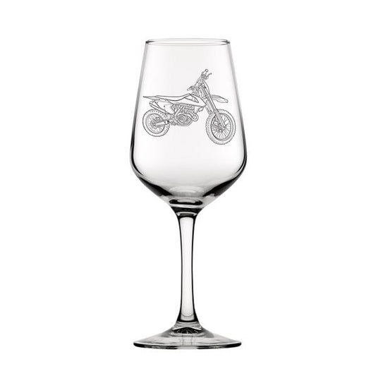 ktm sfx 350 motorcycle wine glass digital engraving mockup / engraving preview
