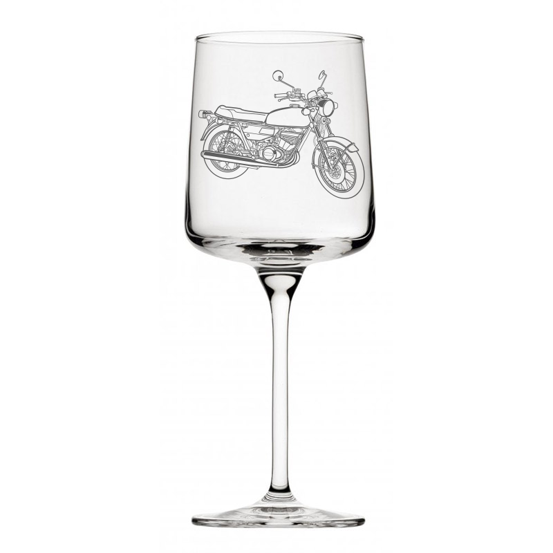 suz gt250 motorcycle wine glass digital engraving mockup / engraving preview