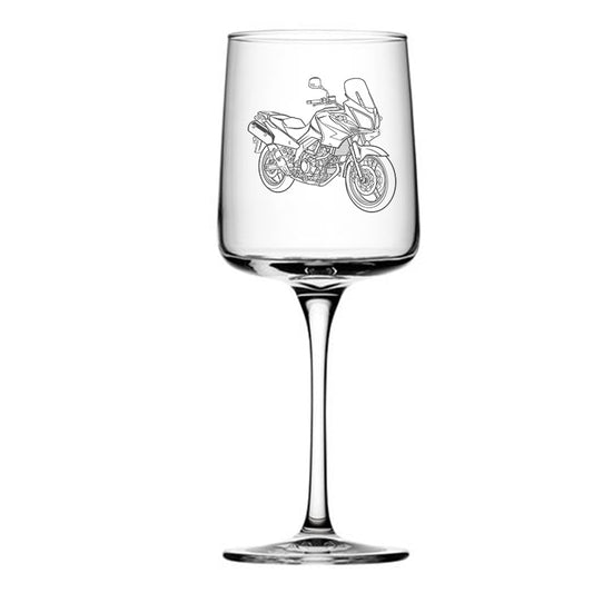 suz vstrom dl650 motorcycle wine glass digital engraving mockup / engraving preview