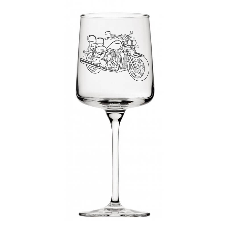 tri thunderbird motorcycle wine glass digital engraving mockup / engraving preview