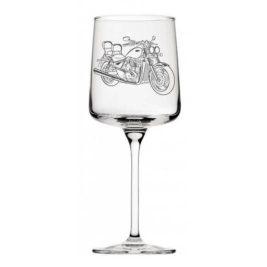 tri thunderbird motorcycle wine glass digital engraving mockup / engraving preview