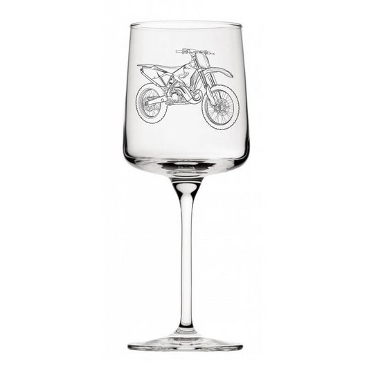 yam yz250 motorcycle wine glass digital engraving mockup / engraving preview