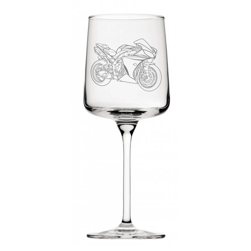 yam yzf r1 motorcycle wine glass digital engraving mockup / engraving preview