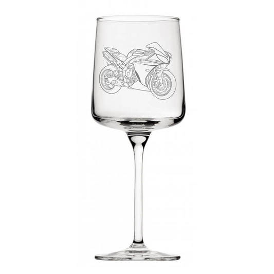 yam yzf r1 motorcycle wine glass digital engraving mockup / engraving preview