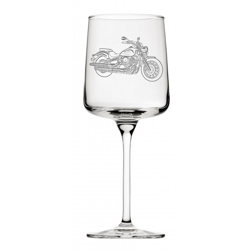 yam v star 1100 motorcycle wine glass digital engraving mockup / engraving preview