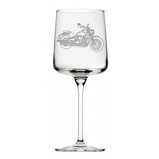 yam v star 1100 motorcycle wine glass digital engraving mockup / engraving preview