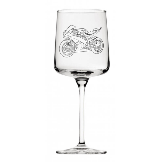 yam r6 motorcycle wine glass digital engraving mockup / engraving preview