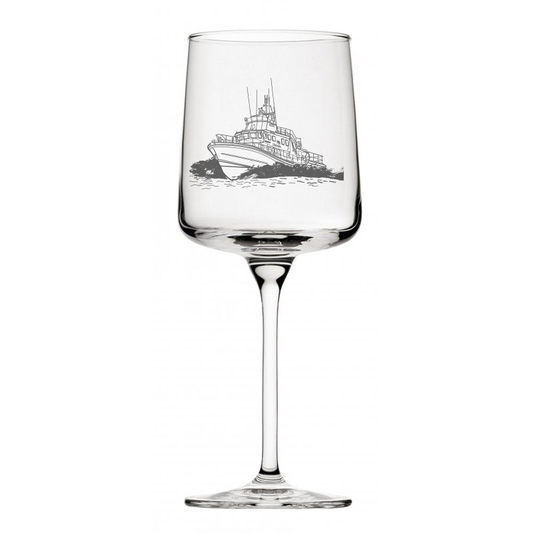 life boat wine glass digital engraving mockup / engraving preview