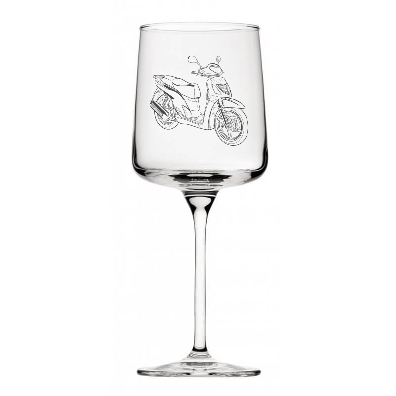 sh125 scooter wine glass digital engraving mockup / engraving preview
