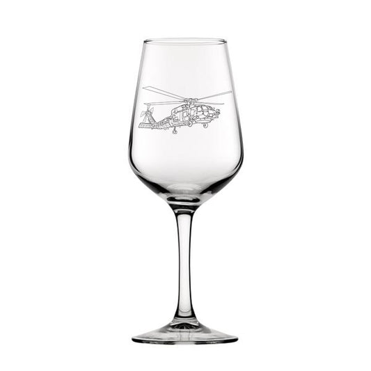 sh60 seahawk helicopter wine glass digital engraving mockup / engraving preview