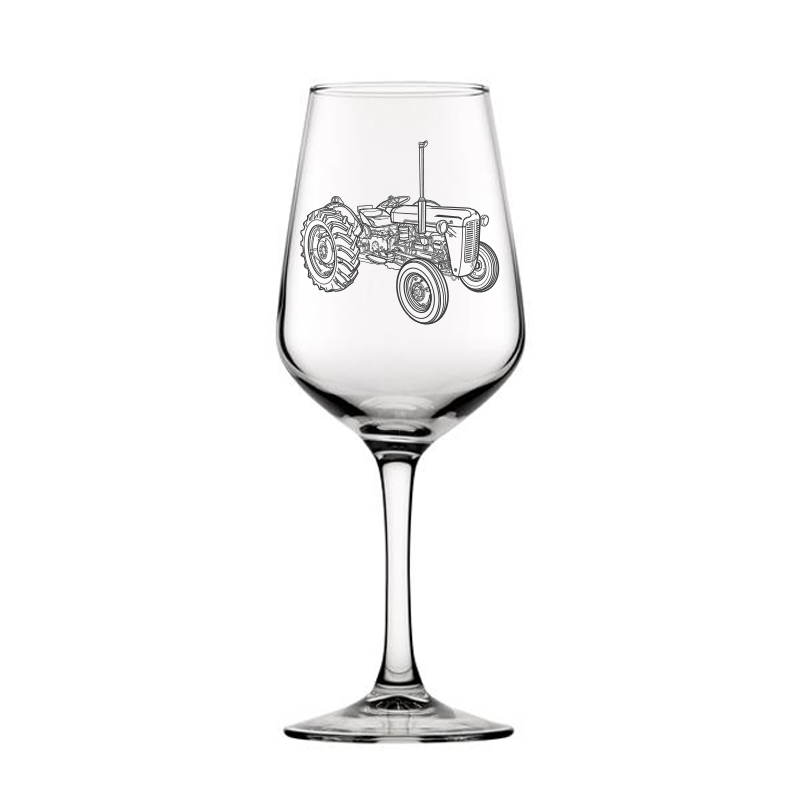 Mockup of our Ferguson TE20 Tractor artwork wine glass
