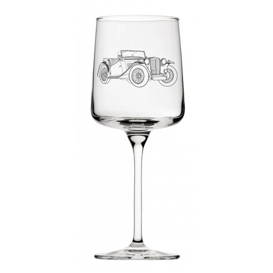 1945 mg tc car wine glass digital engraving mockup / engraving preview