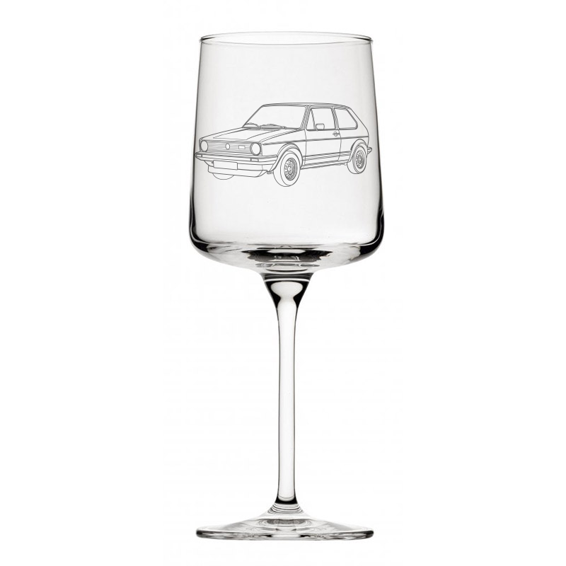 gti mk1 car wine glass digital engraving mockup / engraving preview