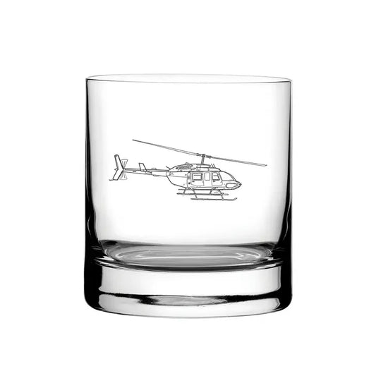 Bell 206 Long Ranger Helicopter glass tumbler – digital engraving mockup / engraving preview