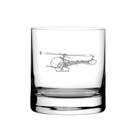 Bell 47 Sioux Helicopter glass tumbler – digital engraving mockup / engraving preview