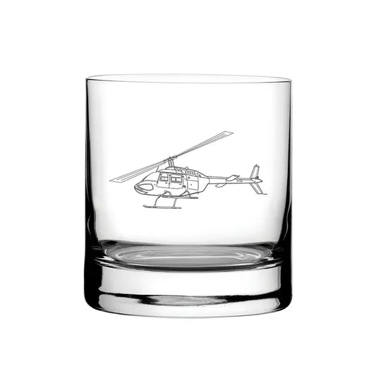 Bell Jet Ranger Helicopter glass tumbler – digital engraving mockup / engraving preview