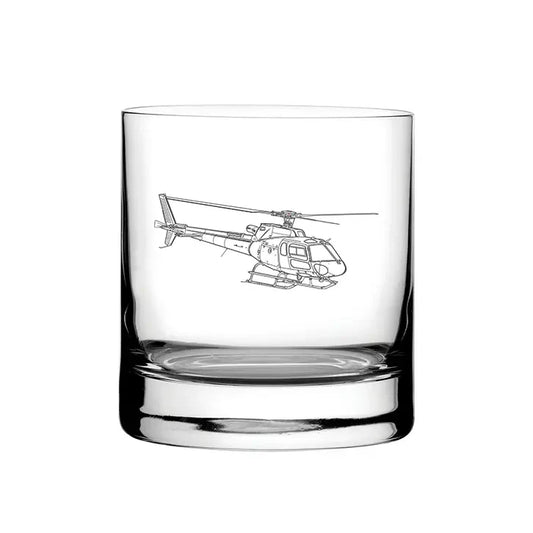 Eurocopter AS350 Helicopter glass tumbler – digital engraving mockup / engraving preview