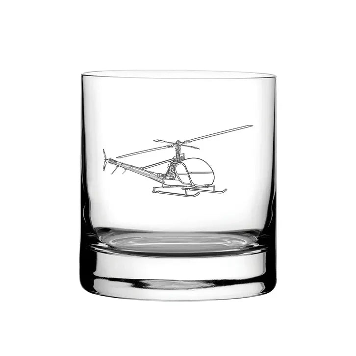 Hiller OH23 Raven Helicopter glass tumbler – digital engraving mockup / engraving preview