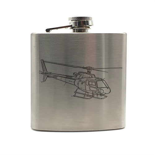 eurocopter as350 helicopter hip flask digital engraving mockup / engraving preview