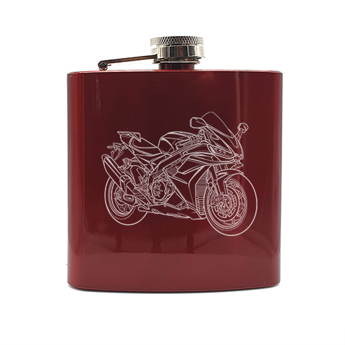 RSV mille Motorcycle hip flask â€“ digital engraving mockup / engraving preview