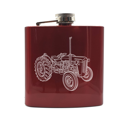 Mockup of our Ferguson TE20 Tractor artwork hipflask