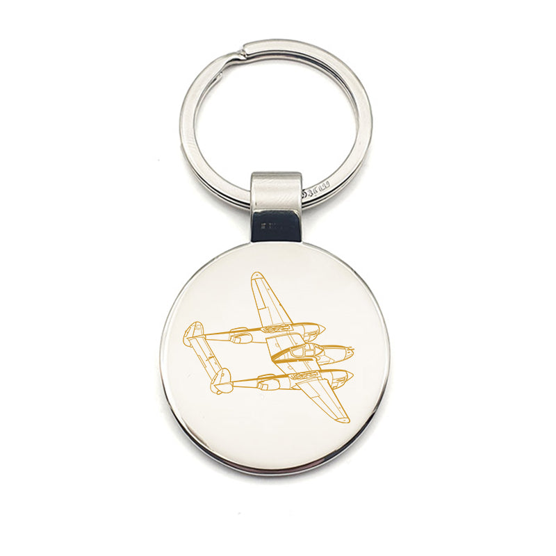 p38 lightning aircraft keyring digital engraving mockup / engraving preview